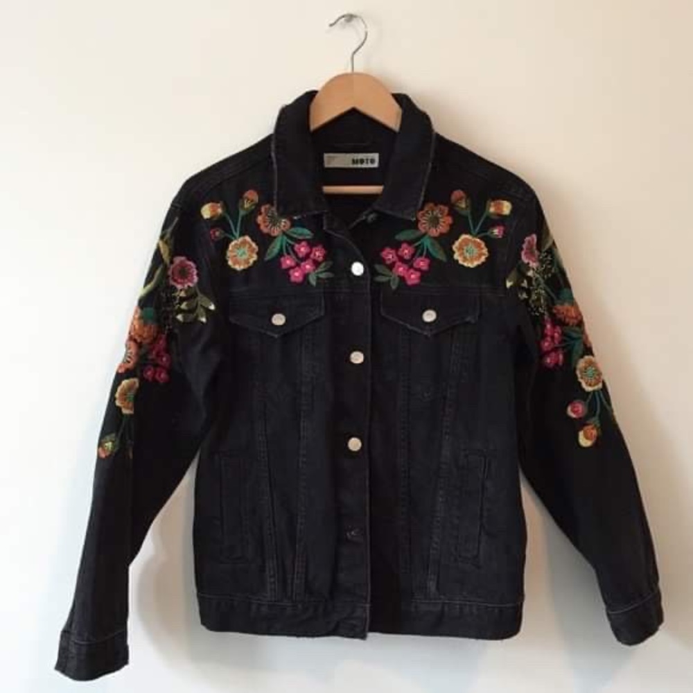 TopShop jacket! Embroidered floral denim
